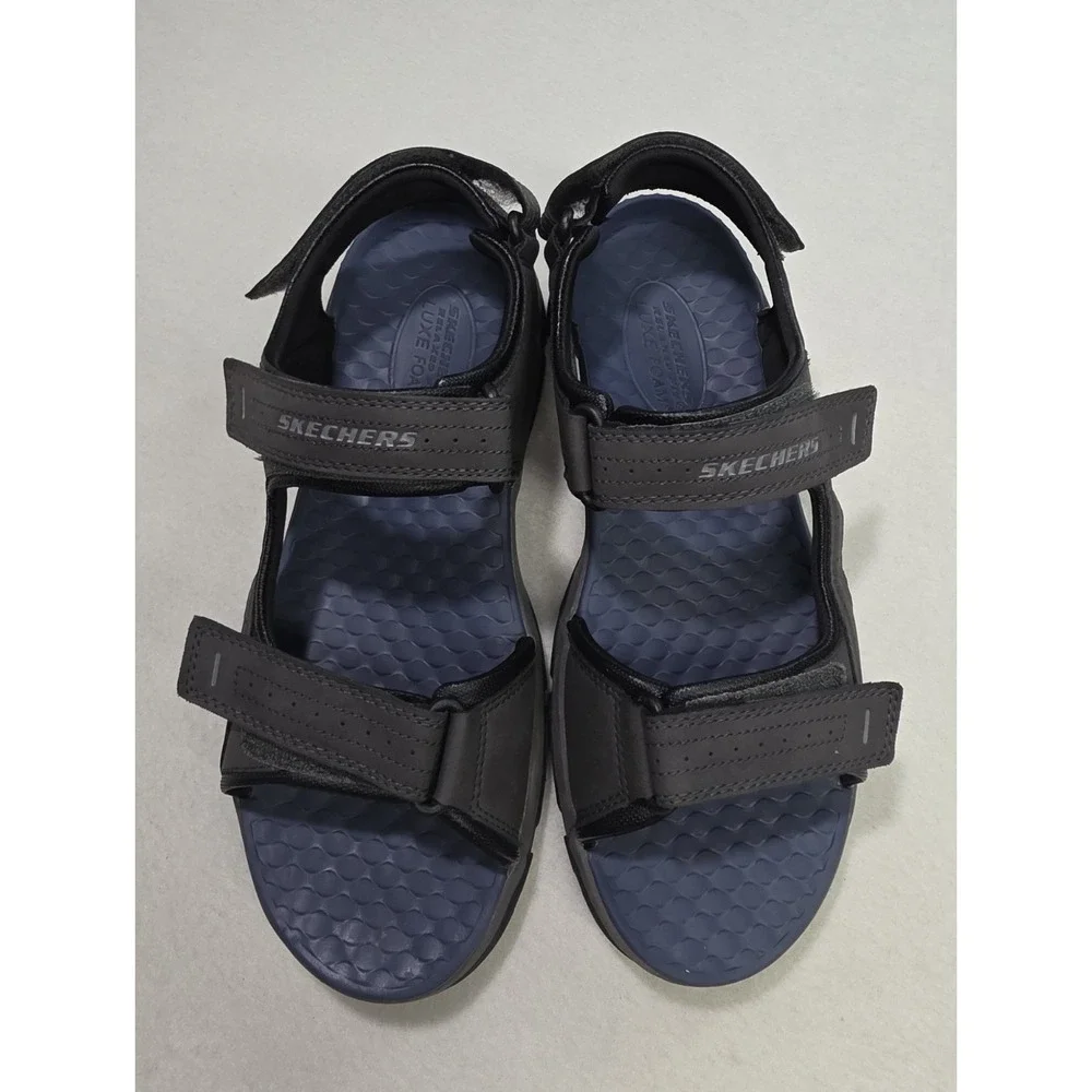 Skechers Luxe Hiking Sandals‎ Mens 11 Relaxed Fit Gray Blue Great Tread